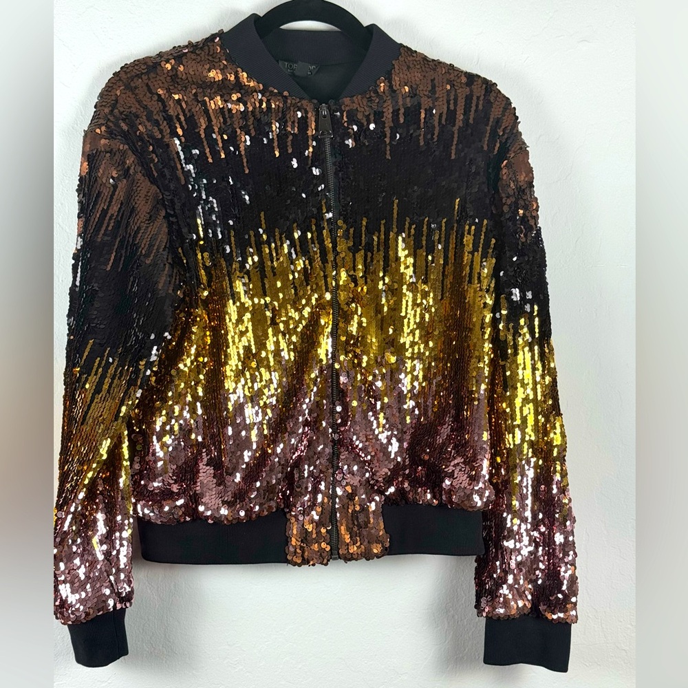 TopShop Sequin Ombré Bomber Jacket Size 4 US